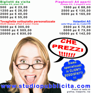 Tipografia On line-Tipografie Online- Tovagliette, Pieghevoli, Locandine,Tovagliette, Manifesti, Volantini, Biglietti da visita, Biglietti visita pvc trasparenti, Cartelline portadocumenti STUDIO PUBBLICIT&agrave;