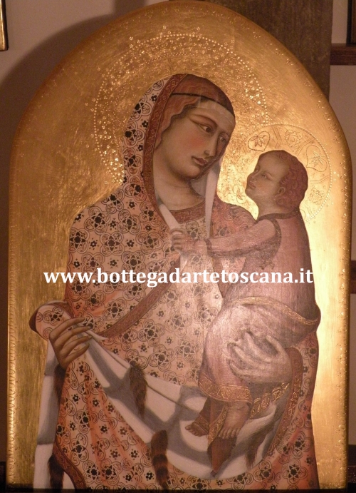 Riproduzione d'Arte icona Madonnna con Bambino da Pietro Lorenzetti